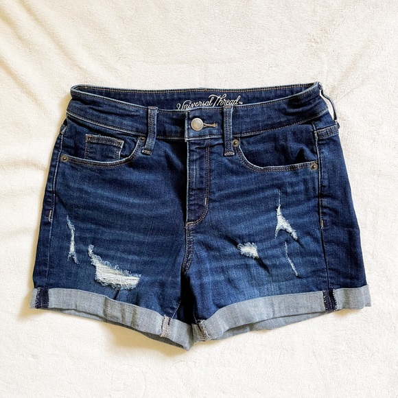 Universal Thread Pants - Universal Thread Distressed Denim High Rise MIDI Shorts 0